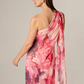 Adrianna Papell One Shoulder Peony Floral Chiffon Scarf Gown In Pink Multi
