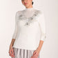 Frank Lyman Ribbed Sweater Knit Top with Floral Embroidery