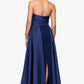 Betsy & Adam Dina Scuba Crepe Twist Halter Neck Floor Length Gown
