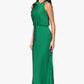 Betsy & Adam COLETTE SATIN ROUCHED TRIM FLOOR LENGTH DRESS