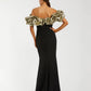 Ieena for Mac Duggal Black Mermaid Gown With Off The Shoulder Ruffle Detail