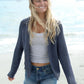 Wooden Ships HEART BACK CHUNKY CARDI COTTON