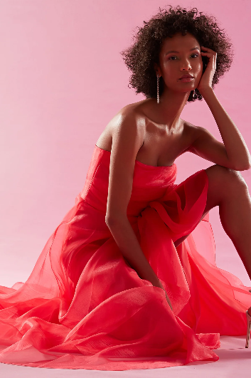 Theia Couture Teresa Strapless Draped Gown