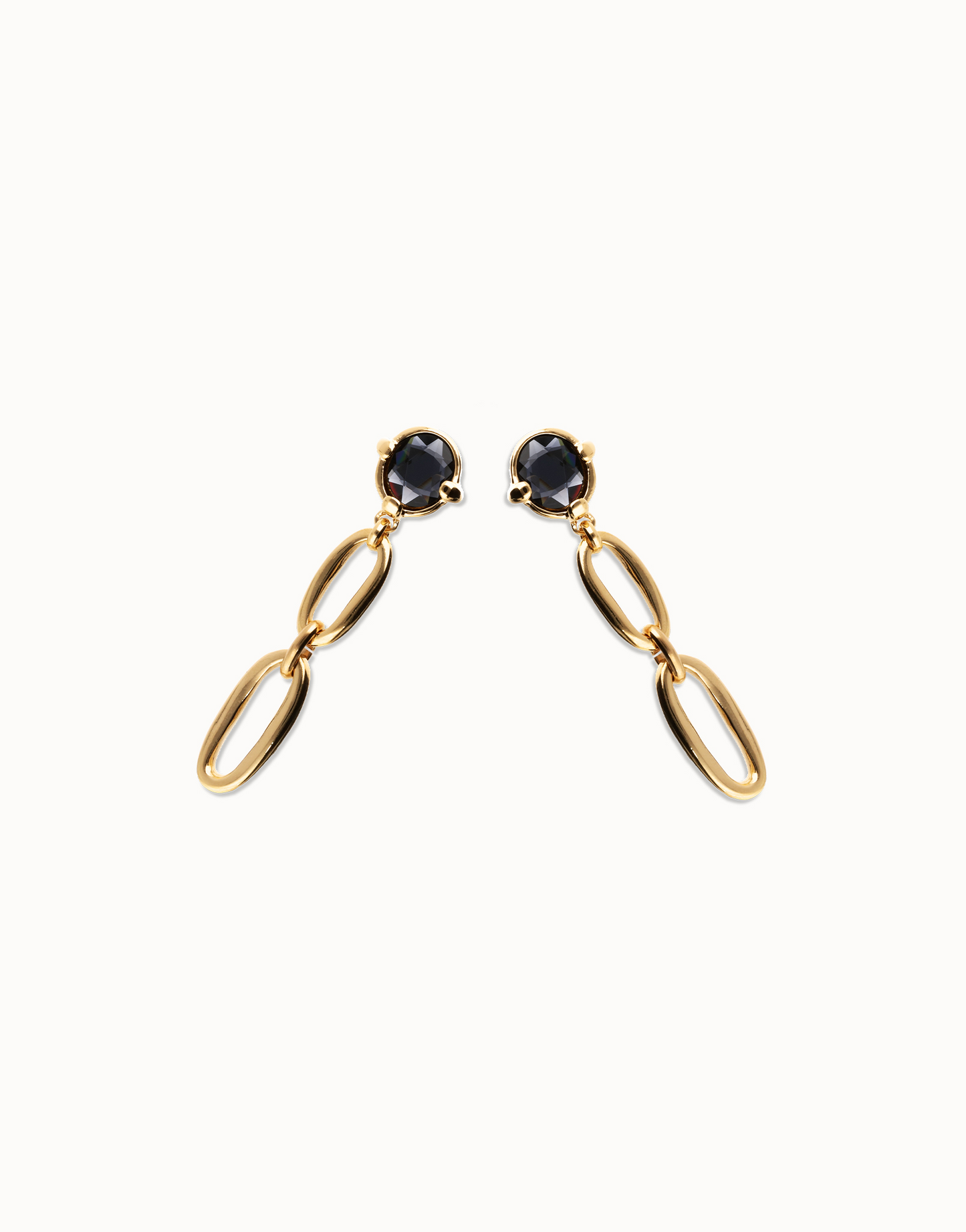 UNO DE 50 Drop earrings with faceted black crystal and links