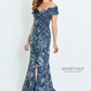 Montage off Shoulder Organza Chiffon Gown with Train
