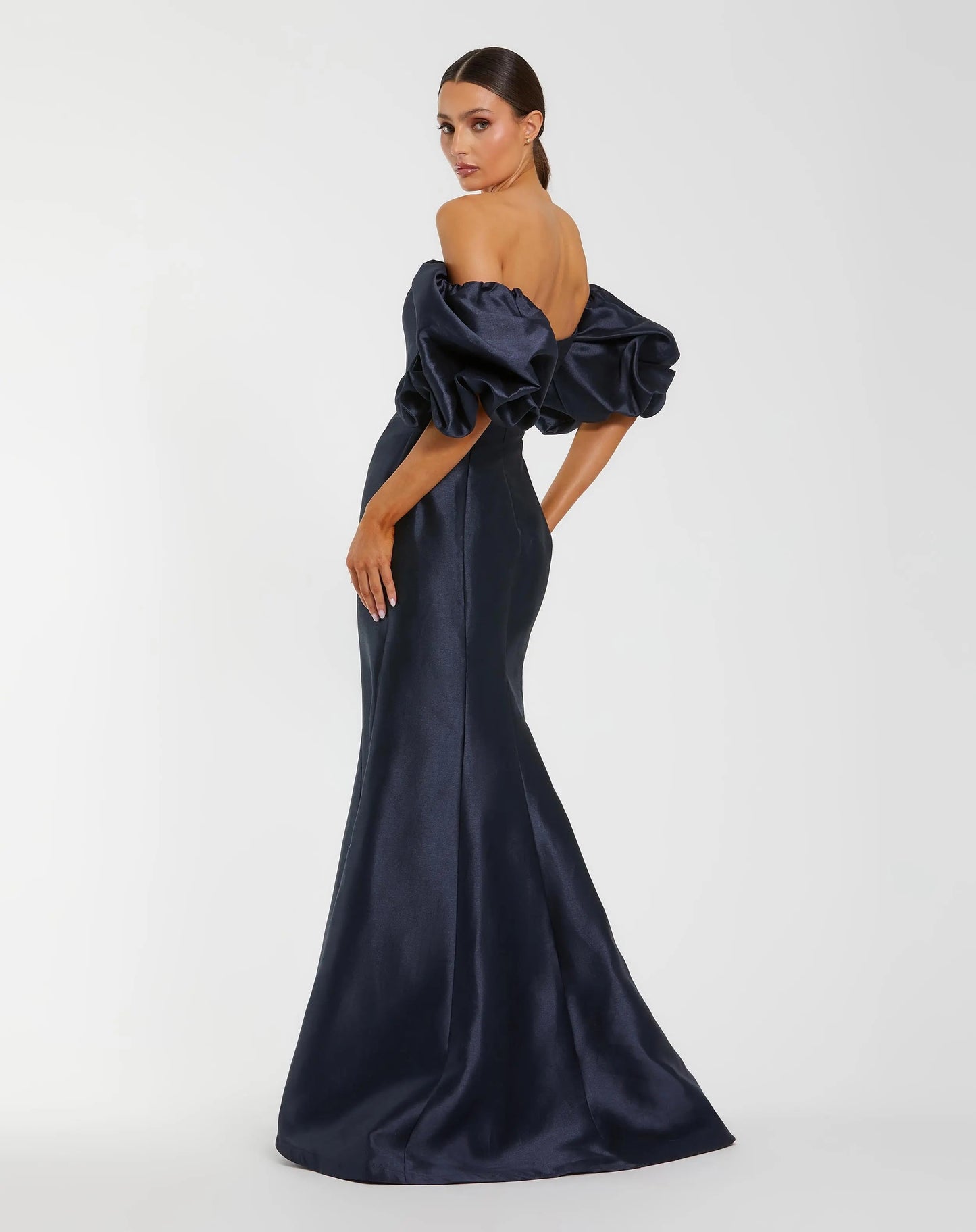 Mac Duggal Black Sweetheart Off The Shoulder Puff Sleeve Gown