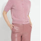 LYSSE OPALITE SHORT SLEEVE LUREX FEATHER CARDIGAN