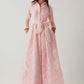 Teri Jon by Rickie Freeman Metallic Organza Jacquard Shirt Waist Gown