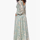 Betsy & Adam Melanie Foil Knit V-Neck Long Sleeve Floor Length Dress
