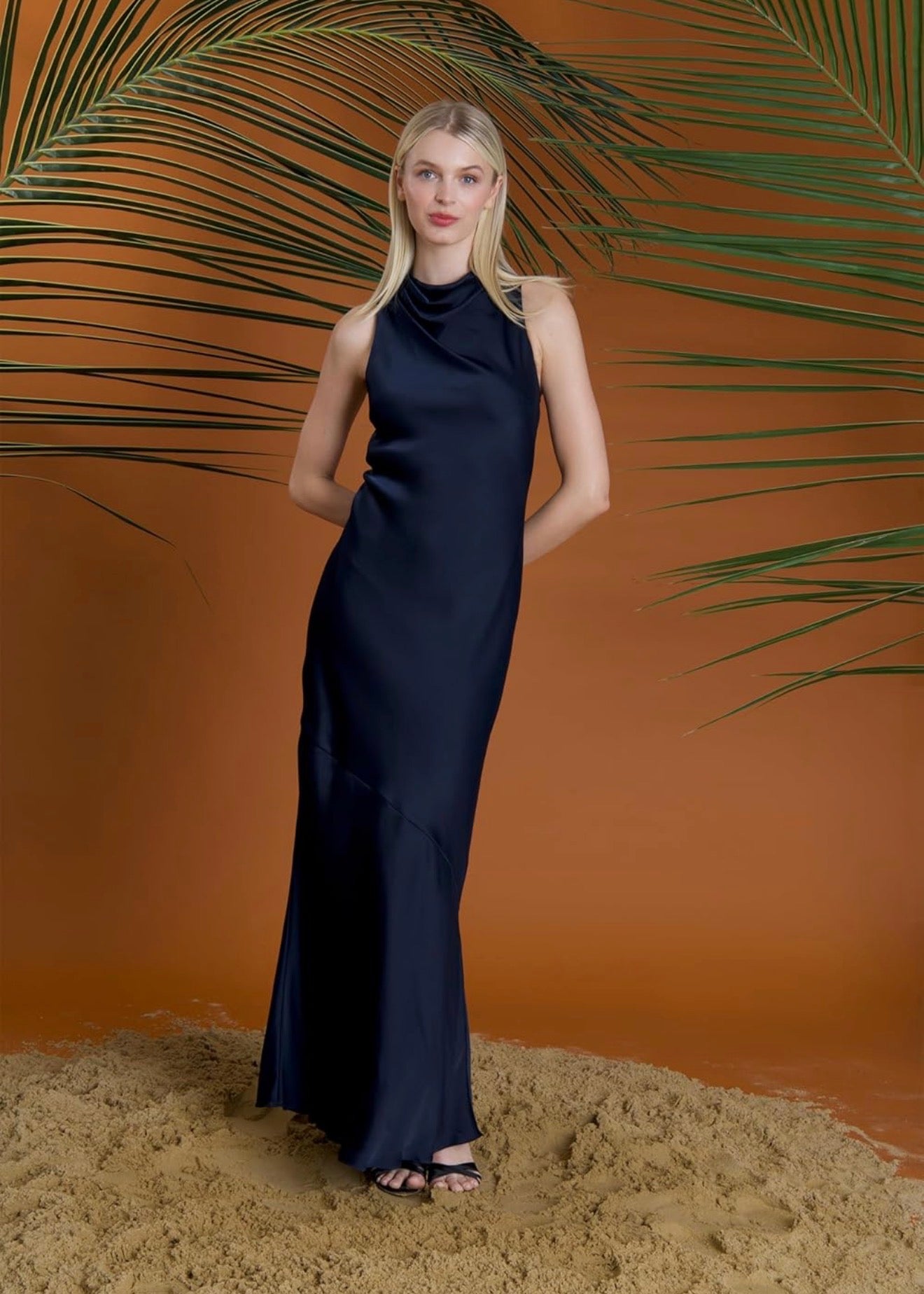 Maggy London Fit and Flare Halter Dress