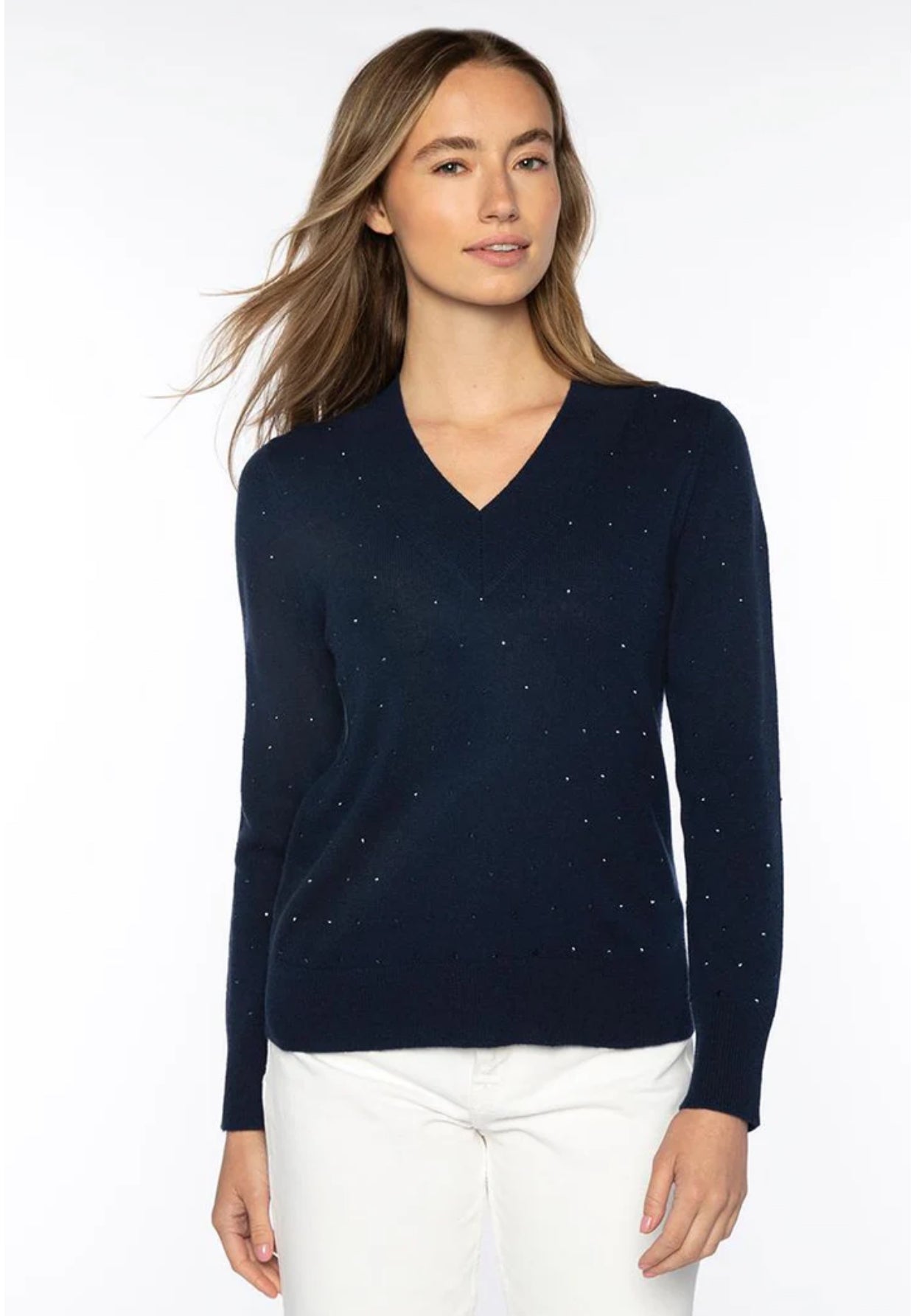 Kinross LIGHTWEIGHT CRYSTAL CREW Sweater