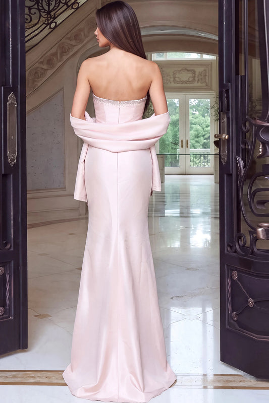 Strapless Crystal Trim Column Gown 53374