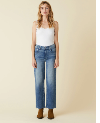 Le Jean Sabine Straight Ankle Mid Rise Denim