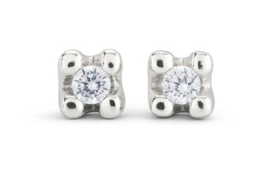 Cosmos Uno stud earrings w white cubic zirconia