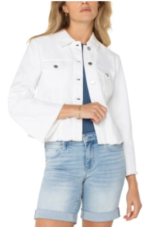 jacket w fray hem & wide sleeve