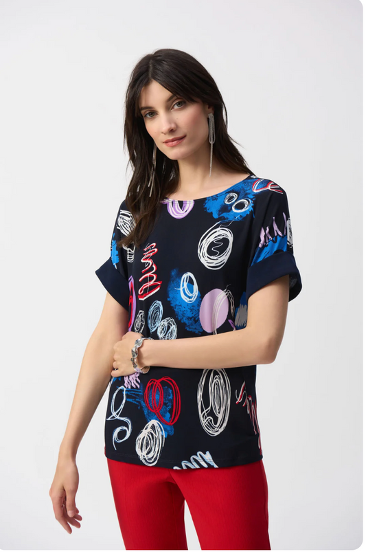 Abstract Print Boxy Top