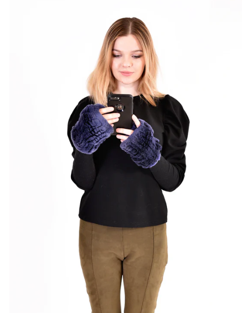 VOLARE Knitted Rex Rabbit  finger-less gloves