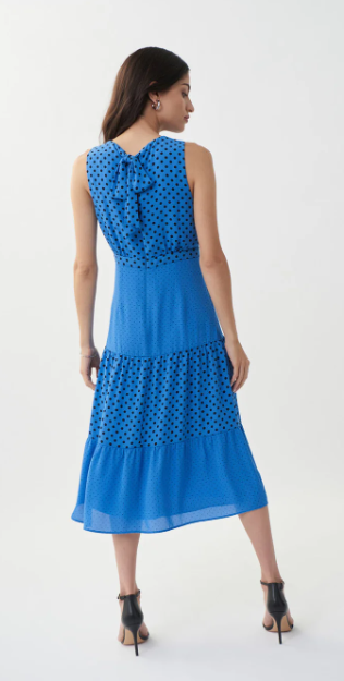 Joseph Ribkoff Aegean Sea with Black Polka Dots Dress