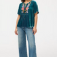 Johnny Was Dragonfly Velet Yoke Blouse