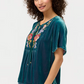 Johnny Was Dragonfly Velet Yoke Blouse