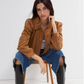 Puff Sleeve Jacket W/ Laser Cut Hem