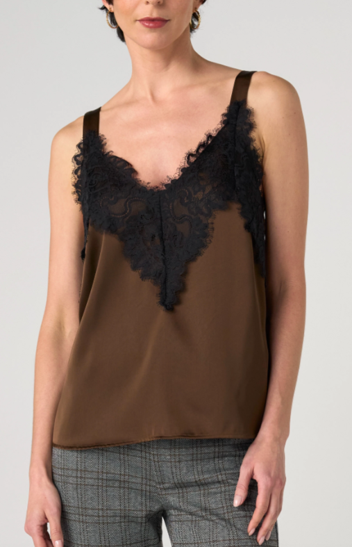 Sleeveless Woven Top W/ Lace