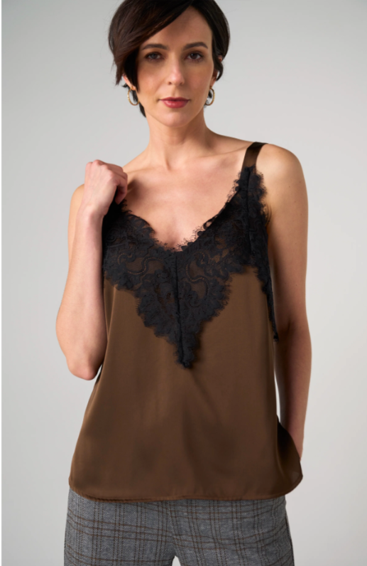 Sleeveless Woven Top W/ Lace