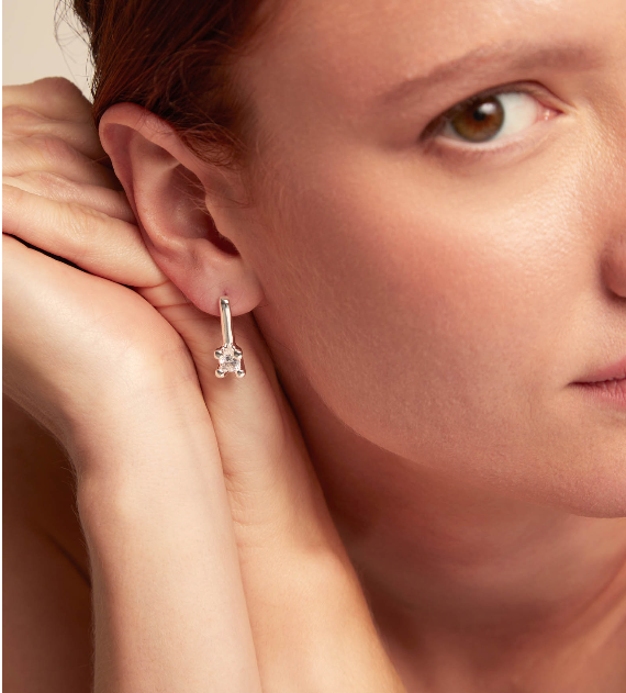 UNO de 50 Drop earrings with white cubic zirconia