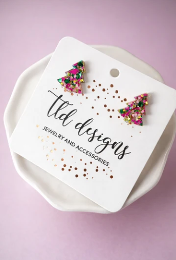 Winter punch confetti tree studs