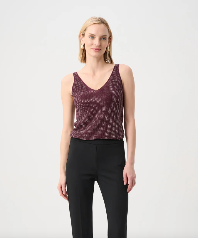 Joseph Ribkoff Metallic Knitted Camisole with Rhinestones
