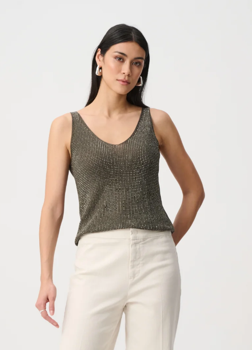 Joseph Ribkoff Metallic Knitted Camisole with Rhinestones
