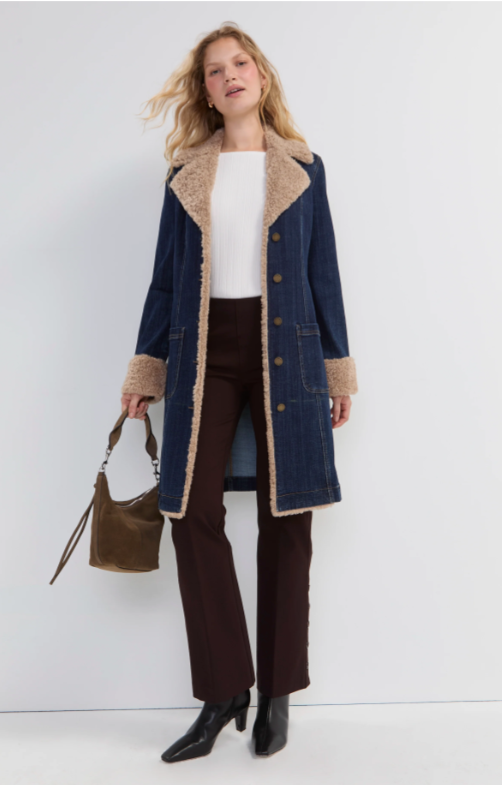 Sherpa Trimmed Notch Collar Jacket