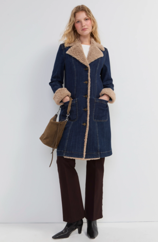 Sherpa Trimmed Notch Collar Jacket