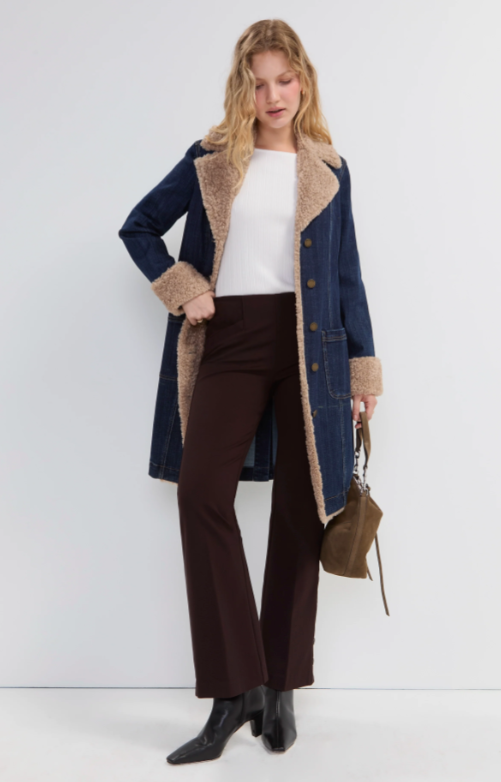 Sherpa Trimmed Notch Collar Jacket