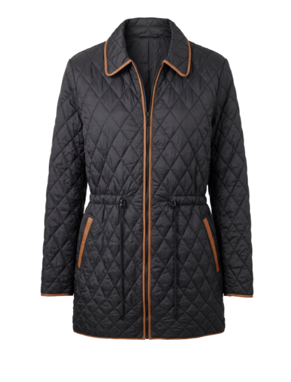 Quilted Coat W/ Cinched Waist