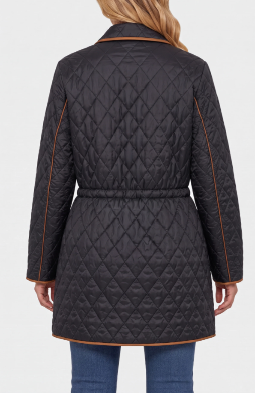 Quilted Coat W/ Cinched Waist