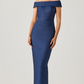 Basket Weave Jacquard Off The Shoulder Gown