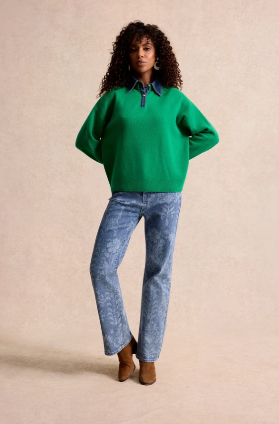 100% wool shirt-collar pullover