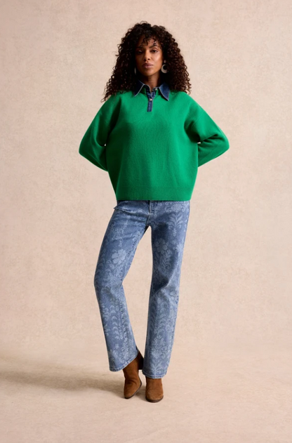 100% wool shirt-collar pullover