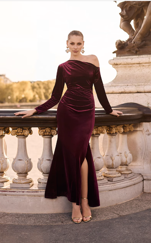Velvet Sheath Evening Dress