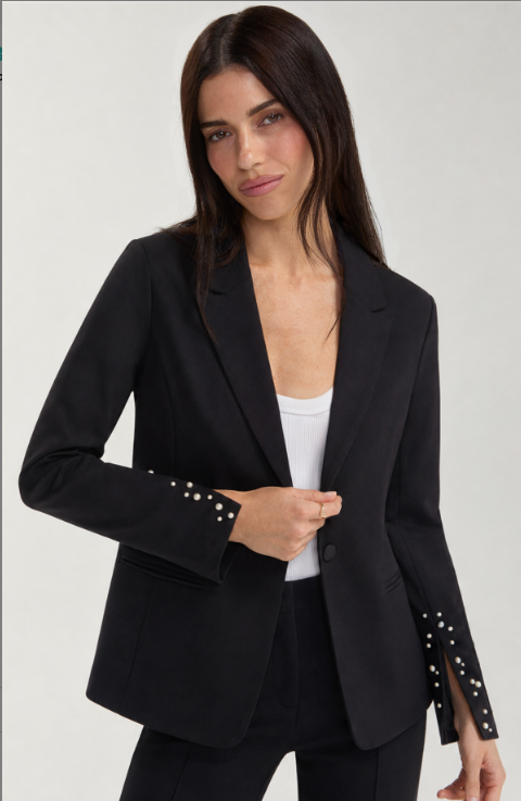 Blazer with Pearl Trim