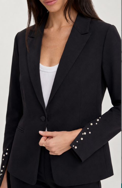 Blazer with Pearl Trim