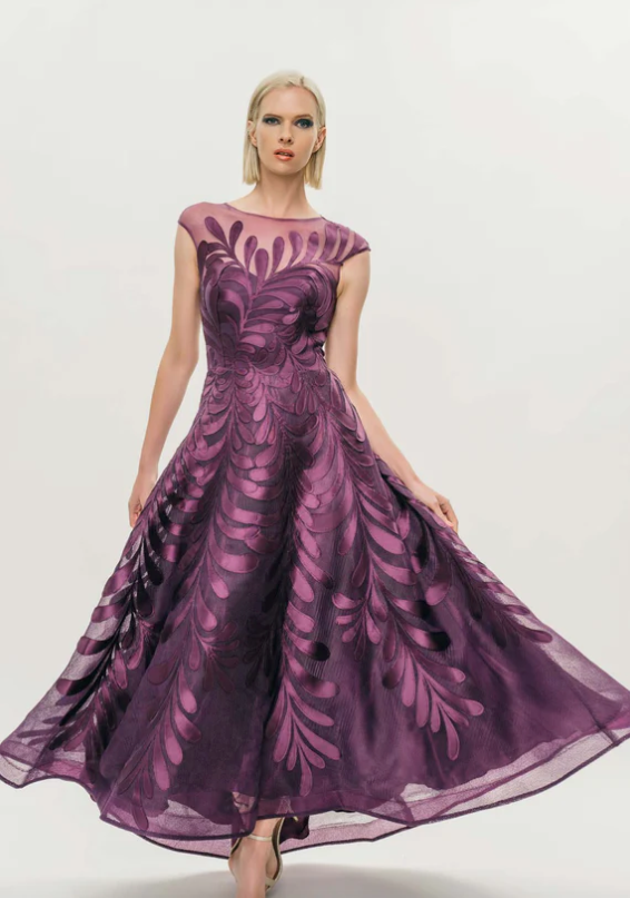 HYNES PARK High-Low Floral Embroidered Gown