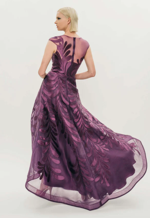 HYNES PARK High-Low Floral Embroidered Gown