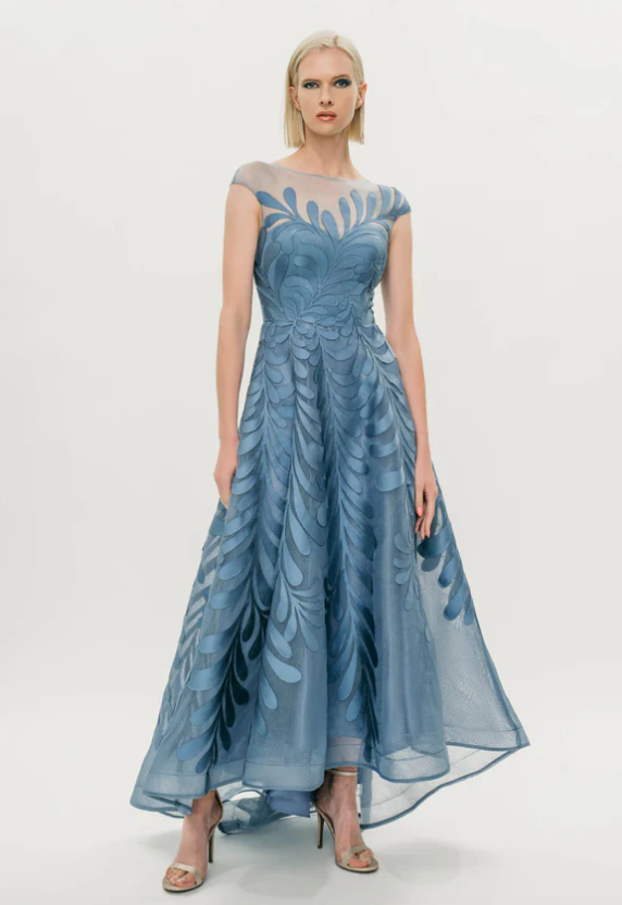 HYNES PARK High-Low Floral Embroidered Gown