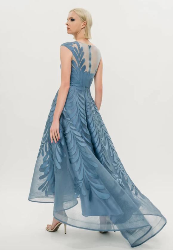 HYNES PARK High-Low Floral Embroidered Gown