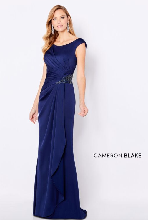 Cameron Blake Scoop Neck Evening Gown