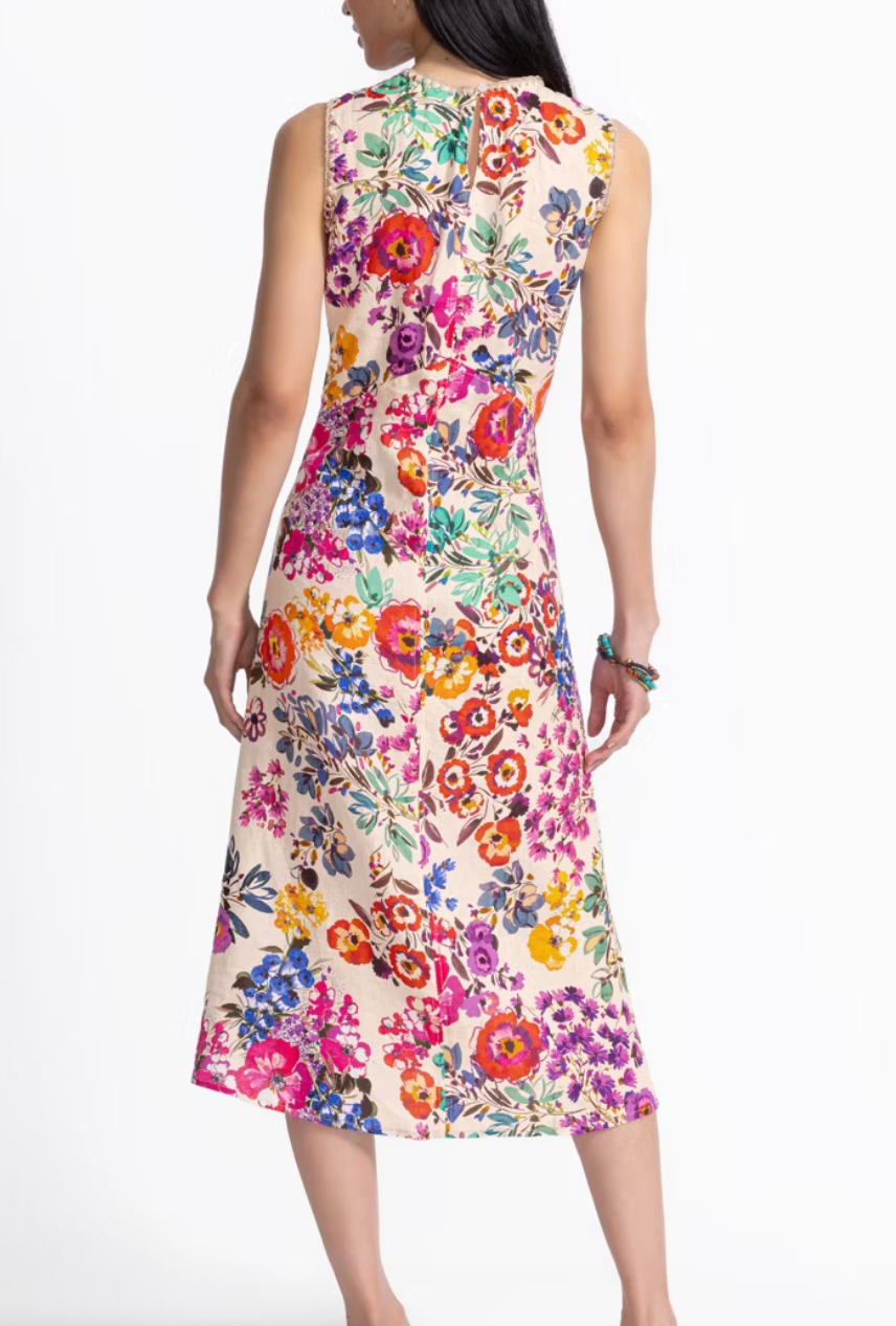 Johnny Was Linen Chevron Tank Dress