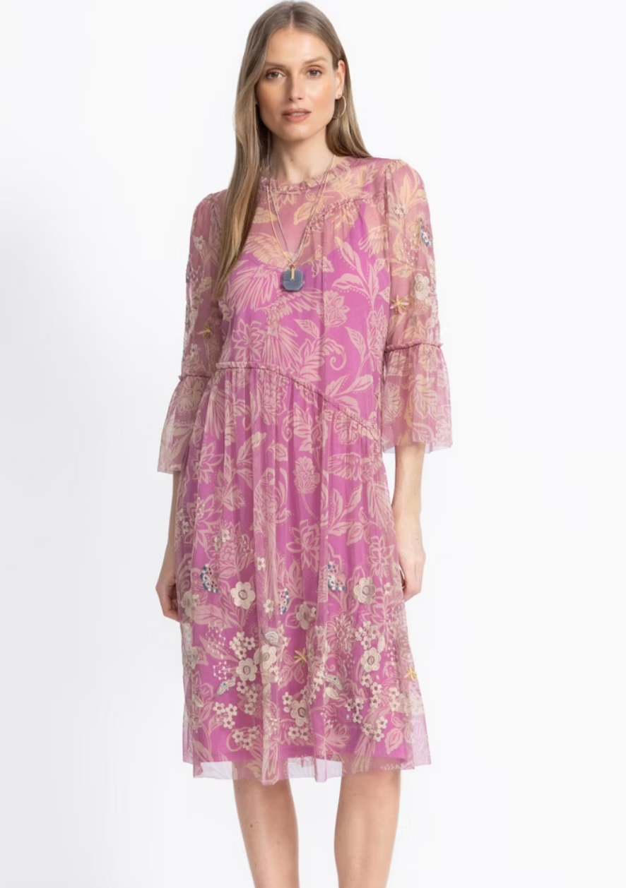 Johnny Was  Mazzy Arching Ruffles Trim Dress