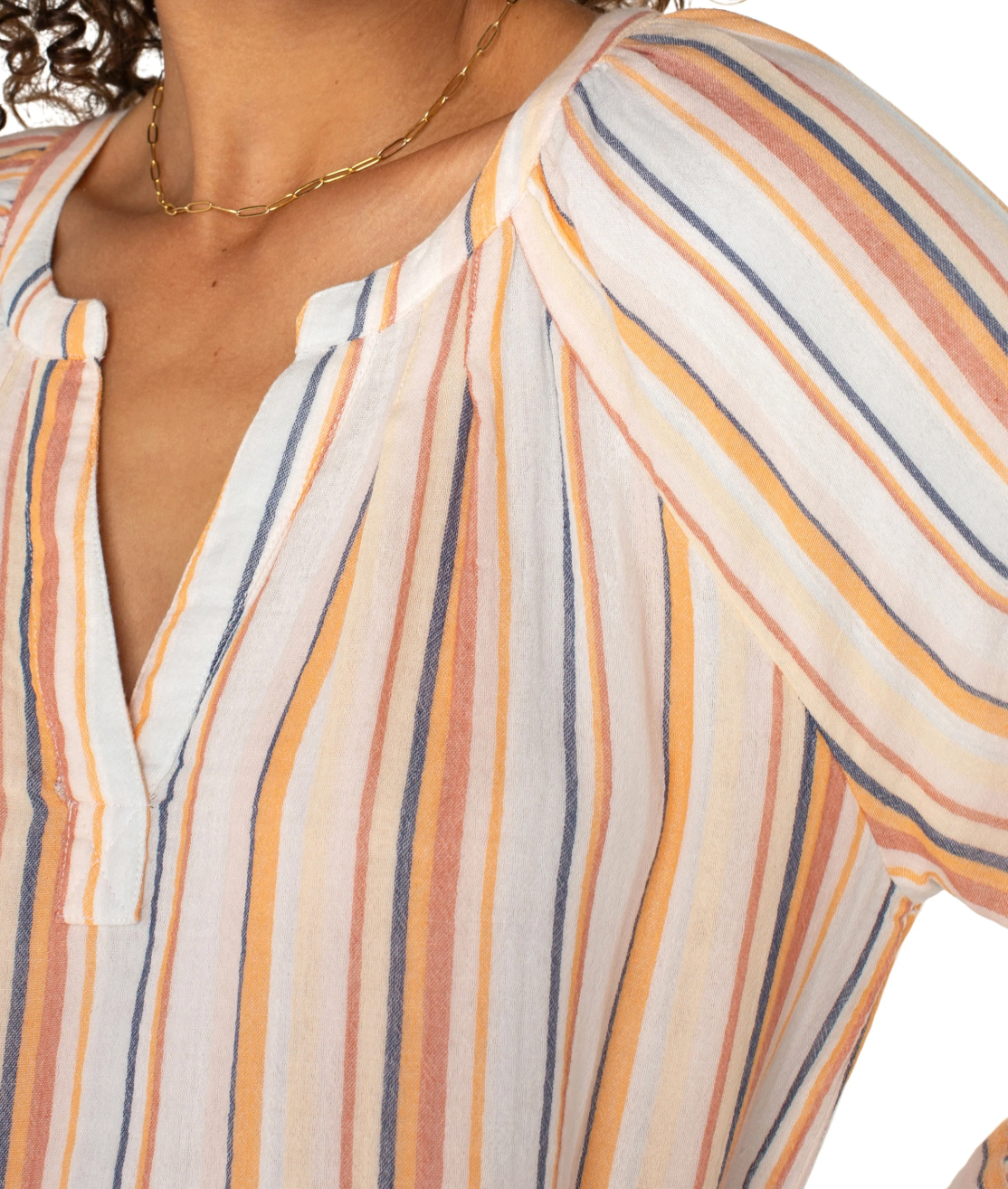 Liverpool 3/4 Sleeve Raglan Top with Fray Hem